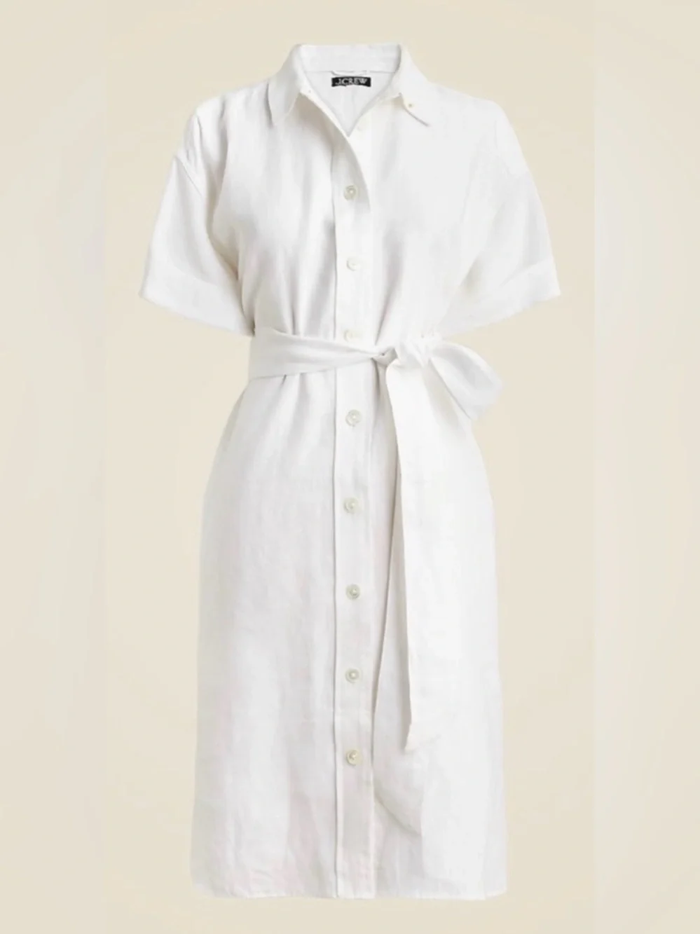 J.Crew Petite Capitaine Shirtdress in Linen White